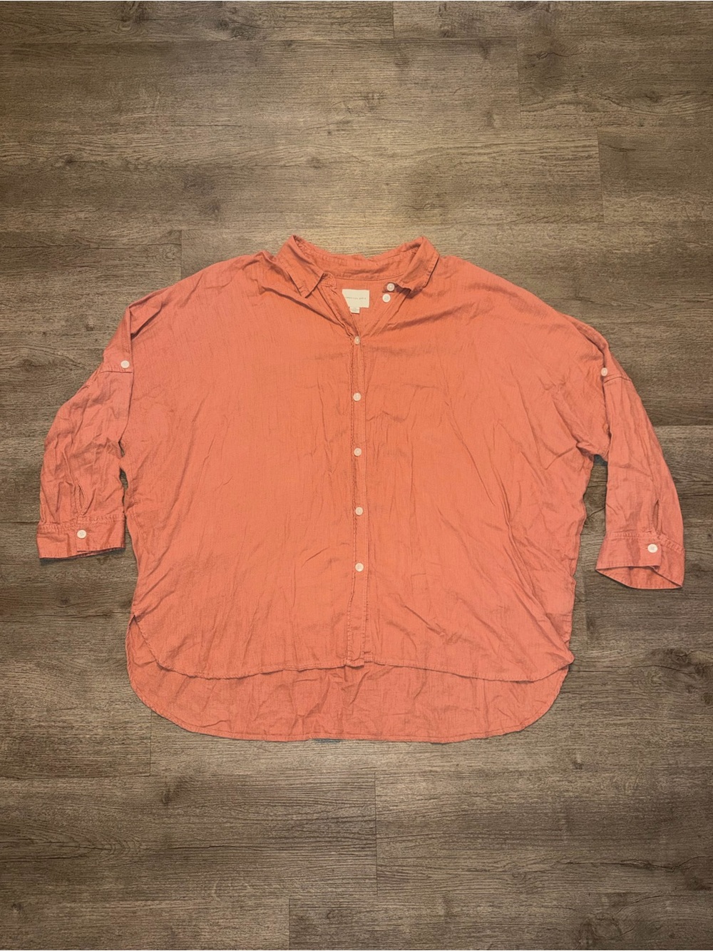 American Eagle Outfitters Women's Coral Button-Down Shirt